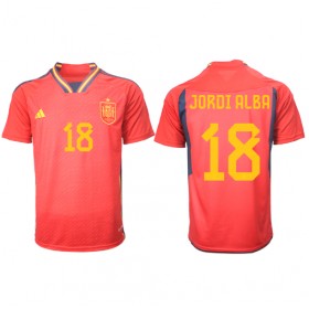 Spanien Jordi Alba #18 Hemmakläder VM 2022 Kortärmad